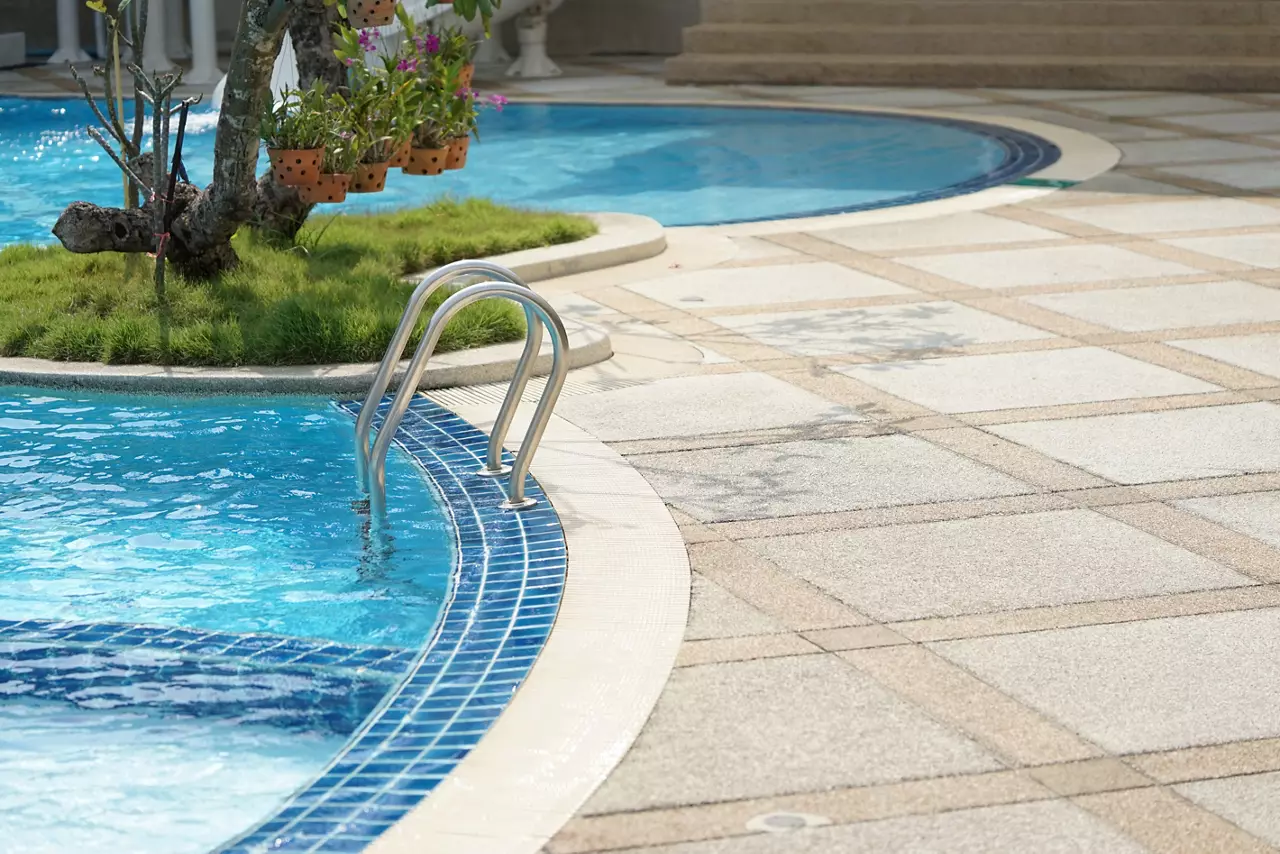 Picture of tiles and outdoor pool